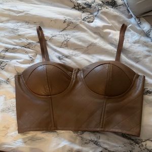 Black leather corset